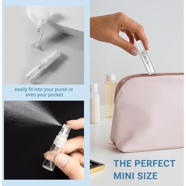 Mini Transparent 2 ml Plast Sprayflaska Parfym Atomizer Tom Provflaska Lämplig för Resefest 90 st