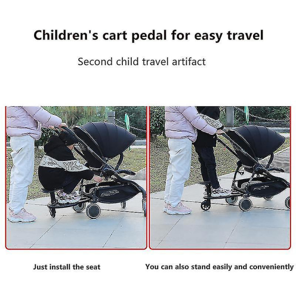 Universal 2-i-1 barnvagnsrittbräda med löstagbar sits Second Child Artefact Child Rider Barnvagnsfäste med sadelsäte