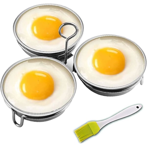 Rostfritt Stål Äggkokare, Perfekt Kokt Ägg Maker, Runda Äggkokare Ringar För Frukost Matlagning Verktyg 3 Kokta Ägg Koppar-AF