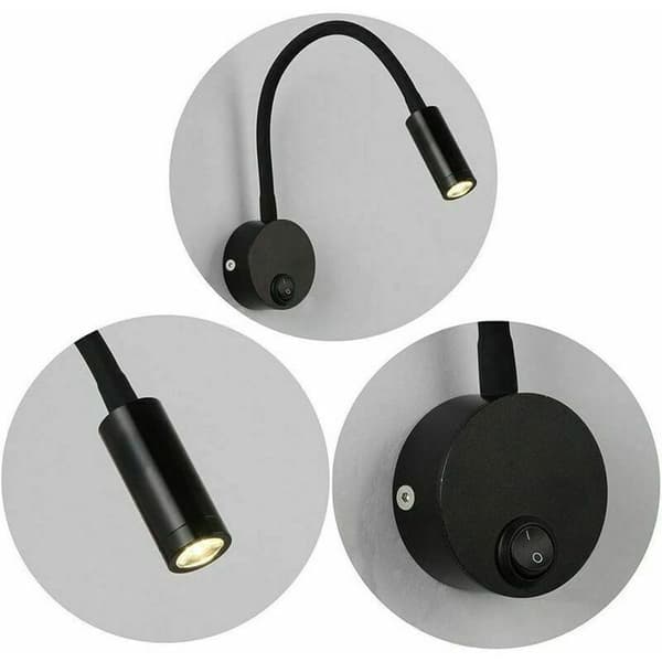 Sengelampe 2 Lamper - Sort Aluminium - Varmt Hvidt Lys - 3W LED