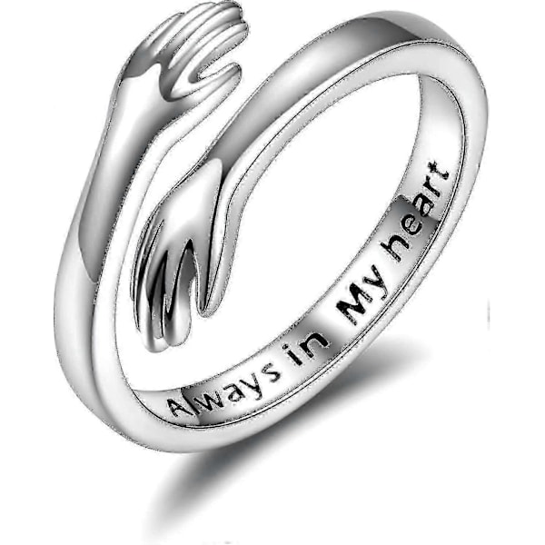 925 Sterling Silver Kramaringar för Kvinnor Jag Älskar Dig För Evigt Kramaring Justerbar Ring Smycken Present till Tonårsflickor Par Kramaringar Handgjord Silverpläterad