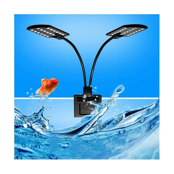 X7 Dubbelhuvud Super Ljus LED Akvarieväxtlampa Akvarielampa Vattentät Clip-On Fisktank L