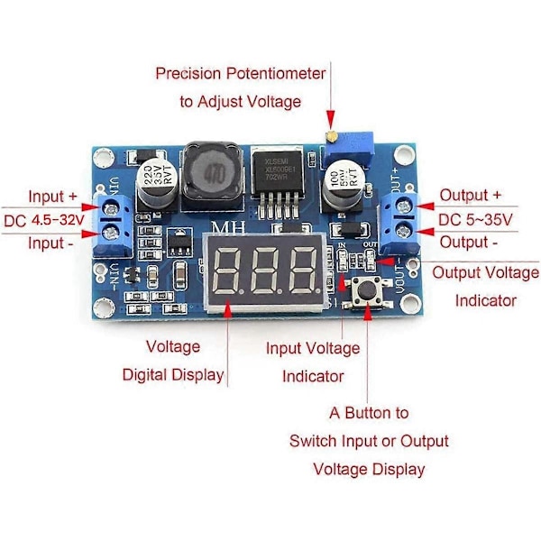 2st XL6009 DC-DC Booster Modul Justerbar Step-Up Boost Converter Modul DC-DC 4.5V-32V till 5V-35V