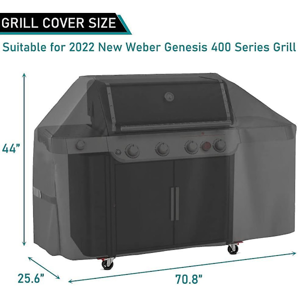 Grillskydd för nya 2022 Weber Genesis 400-serien 4-brännare gasgrill utomhus vattentät, 7758 Passar för Genesis E-425s E-435 EPX-435 S-435 SPX-435 SX-43
