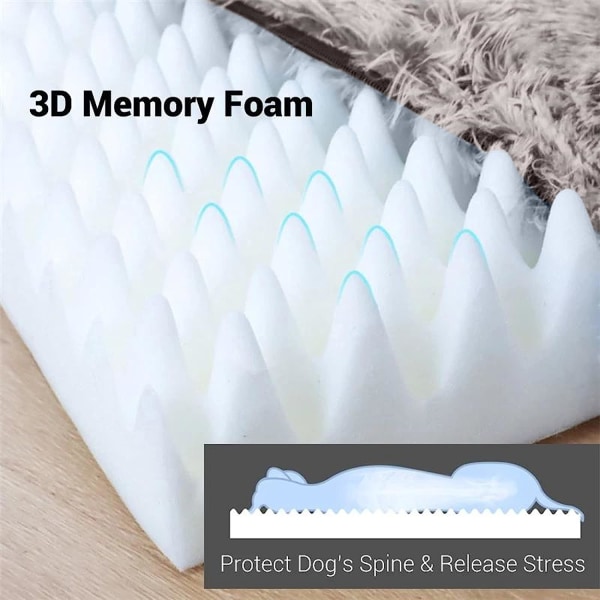 Memory Foam Hundsäng Halkfri komfort Maskintvättbar med avtagbart cover och vattentätt foder