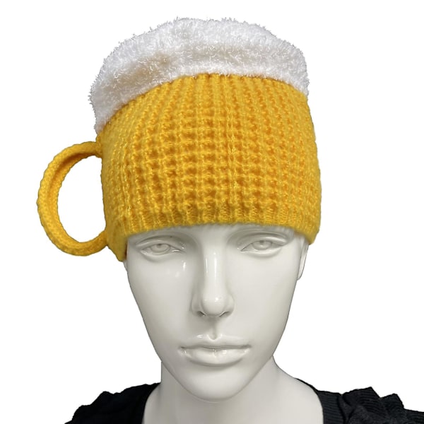 3D Beer Mug Knitted Beanie Hat High Elastic Warm Ear Protection Beanie for Outdoor Activities