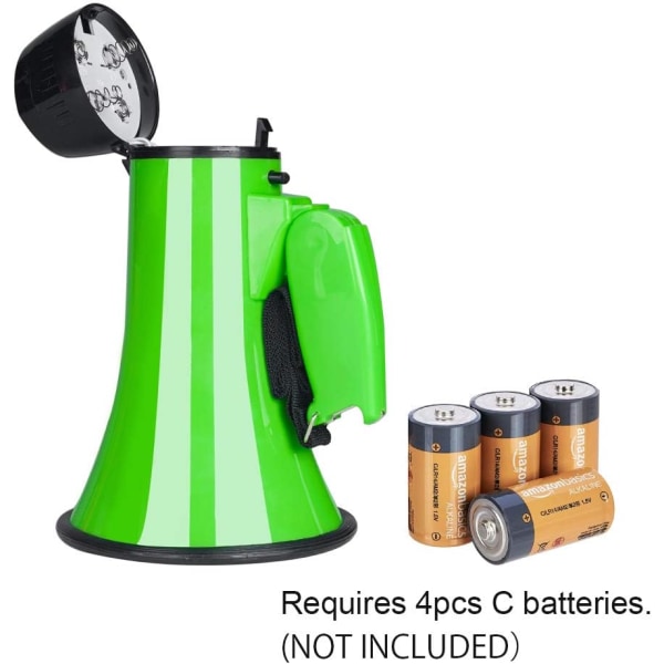 Bærbar megafon tyrefon 25 watt kraft megafon højttaler stemme og sirene/alarm tilstande  (Grøn)