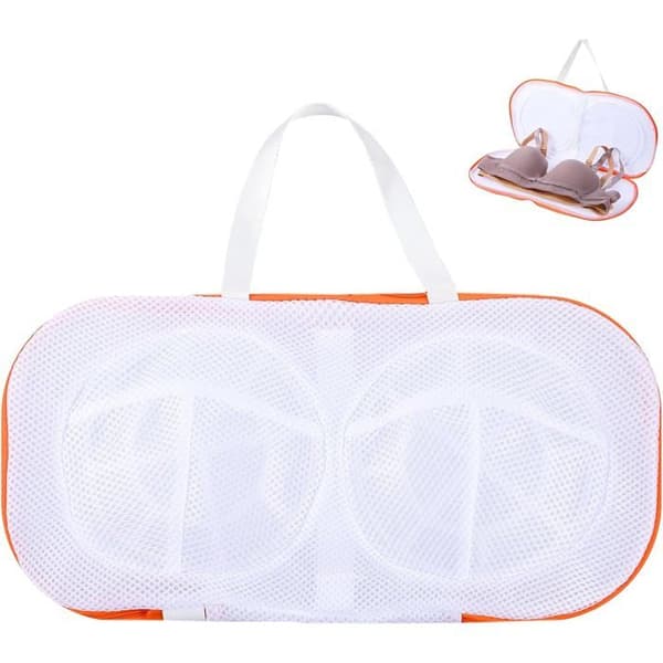 BH-necessär, stort set med underklädespåsar, underkläder, polyester, orange, dragkedja