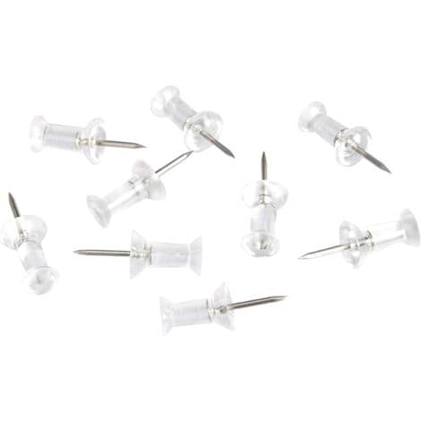 Häftstift, transparent plasthuvud, stålspets, förpackning med 200