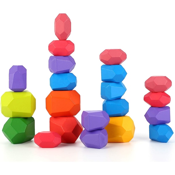 21 delar sten balansblock pedagogiska leksaker