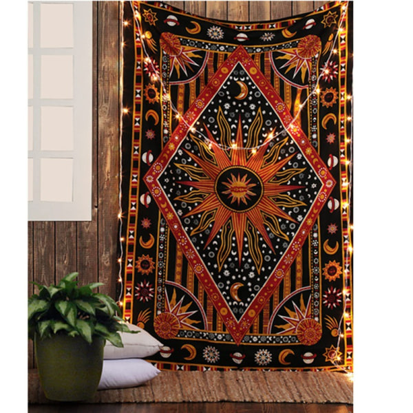 Bomuld Bohemian Psykedelisk Tapestry Soveværelse Indretning sun god