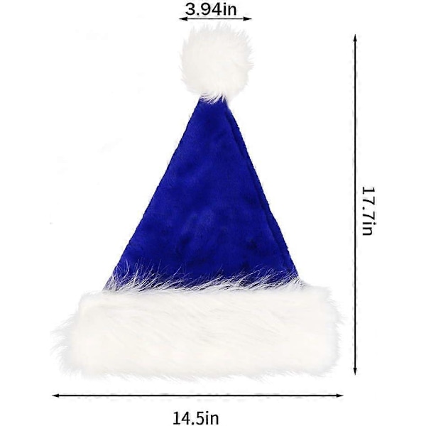 Blå Jultomteluva för Vuxna, Blå Plysch Jultomteluvor Sammet Julhatt för Heminredning