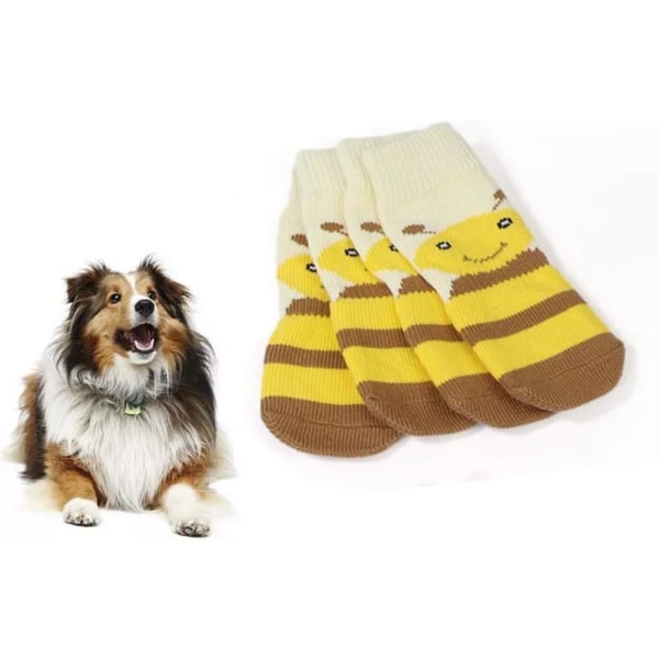 4 kpl Koiran sukat Liukumattomat Lemmikkien sukat Kissan sukat luistonestolla sisävaatteille Keltainen (3xl)