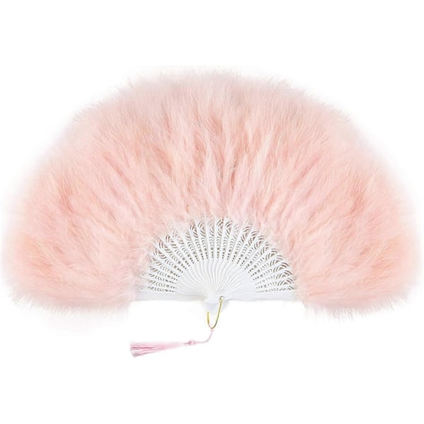 1920'er Kvinder Hånd Fjervifte Foldevifte Fjervifte Fjer Flapper Great Gatsby Fest Tilbehør (Pink Farve)
