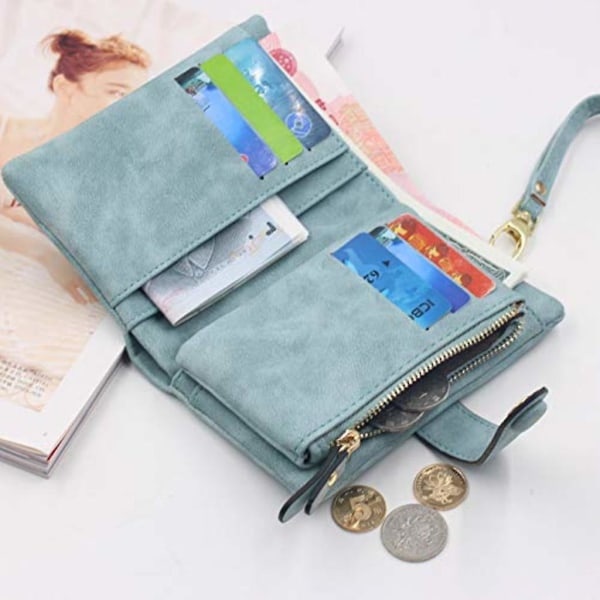 Läderplånbok för kvinnor, trippelvikt plånbok, korthållare för kvinnor i kort design Mode Pu-läder