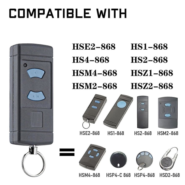 2-pak fjernbetjening til garageport - håndholdt transmitter - erstatning for HSE2-868 HS4-868 HSM4-868 Promatic