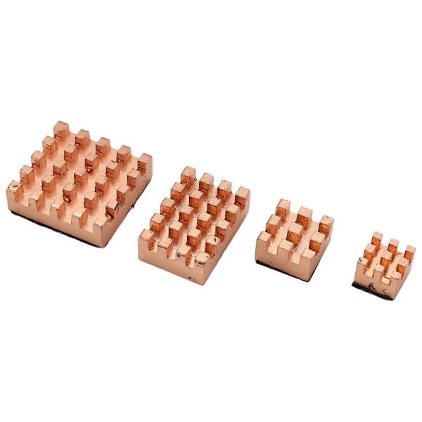 4 Stycken Kylande Koppar Kylfläns för Raspberry Pi 4B 1G 2G 4G Kylflänsar Kylare (Ren Koppar He