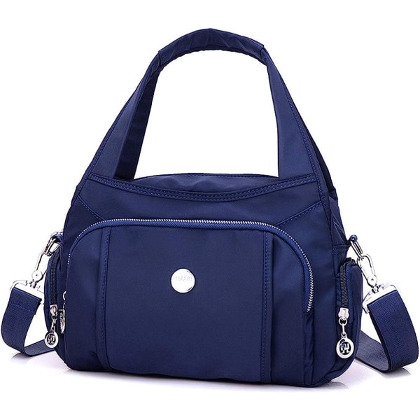 Crossbody taske til kvinder Vandtæt håndtaske Multi Pocket Nylon rejseskulderpung (mørkeblå)