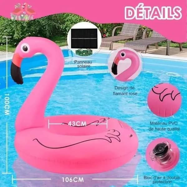 Flamingo Basseng Mud - Oppblåsbar Flytering - Solcellelys - PVC - Voksen
