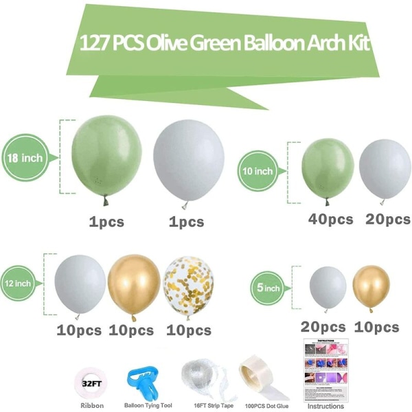 Ornamentti 127 kpl Balloon Arch Wreath Kit