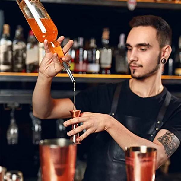 2 stk. hældetud i rustfrit stål til flaske, sølvfarvede hældetud til vin og olivenolie, til restauranter, caféer og pubber
