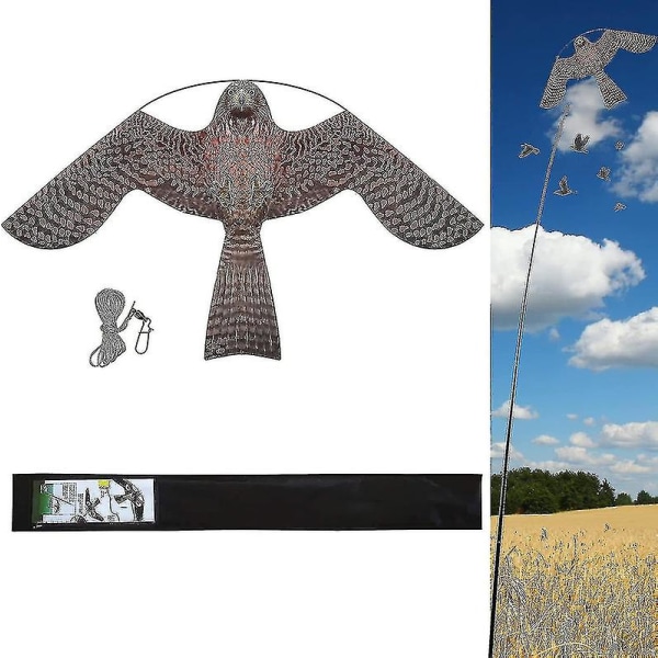 Rion Bird Hawk Flying Drake Med Pole Crops Farm Protector Bird Scarer Flygande Drake Utan Pole-style En drake WYBEST