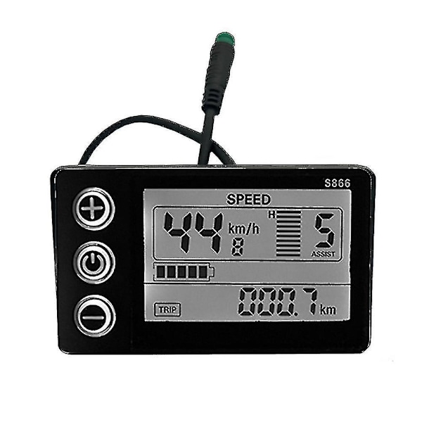 S866 Elektrisk Cykel Lcd Display 24v 36v 48v E-cykel Elektrisk Scooter Display Meter Kontrolpanel Med Vandtæt Stik
