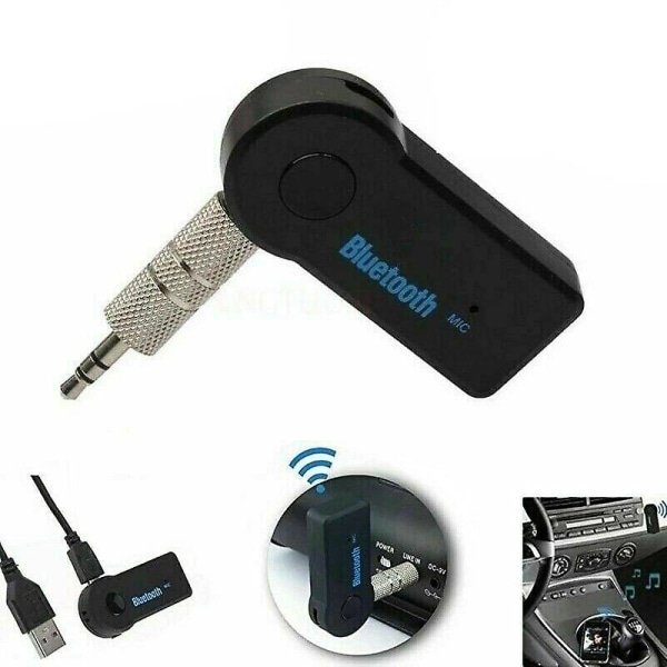 Bil Trådløs Bluetooth 3,5 mm Aux-lydmottaker Musikkstreamingadapter Mic Kit