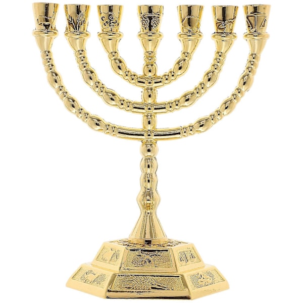 Ljusstakar Menorah 7 Grenar Menorah Metall Religiös Menorah Tempel Ljusstake