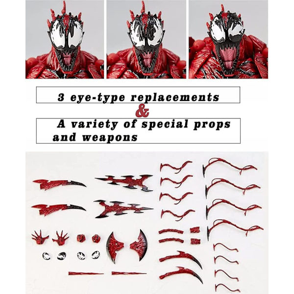 Carnage Actionfigur, Röd Venom Leksak, Yamaguchi Carnage Actionfigur, Rörlig Vinyl Docka