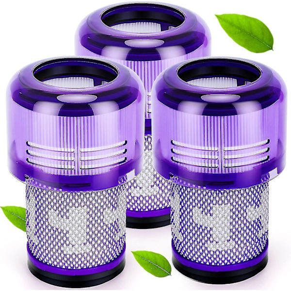 Dyson V12 3-pack filter - Hepa-filter för dammsugare, kompatibel med Dyson V12 Slim Absolute Detect, tvättbart tillbehör