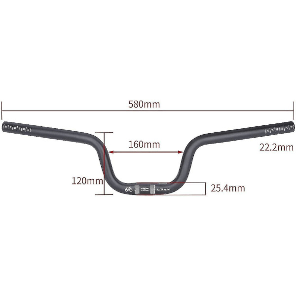 Lätt mountainbikestyre, Down Hill Dh Extra Long Riser Bar, höga handtag 25,4 mm, svart H120 mm