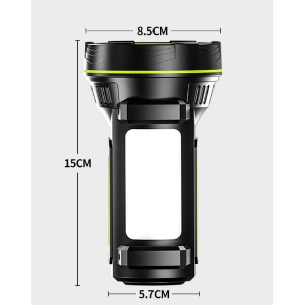 Genopladelig, multifunktionel og superlys stærk lommelygte til udendørs - 10W, rækkevidde 100-200m, 1 stk