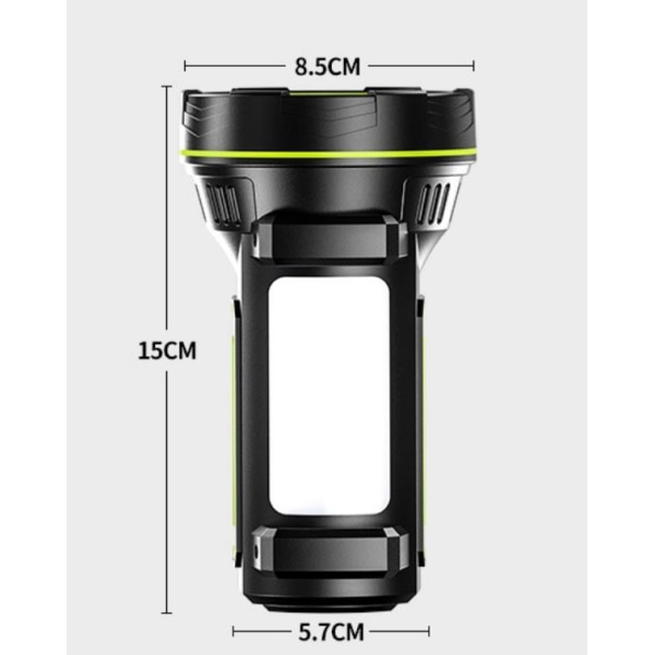 Ladattava, monitoiminen ja superkirkas taskulamppu ulkoiluun - 10W, kantama 100-200m, 1kpl