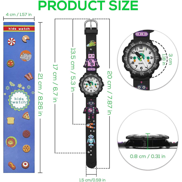 Watch, 3d tecknad analog watch, Watch för pojkar och flickor, 30 m vattentät watch(robot