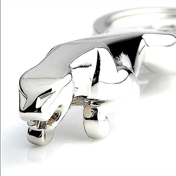 Nyckelring i metall med djurform - Jaguar Design - Silver