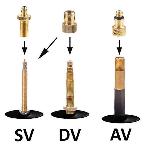 Pumpehodesett Presta Schrader Ventil Slange Sykkelventiladaptere For Landevei & MTB & Fixie Sykkeldekkpumpe