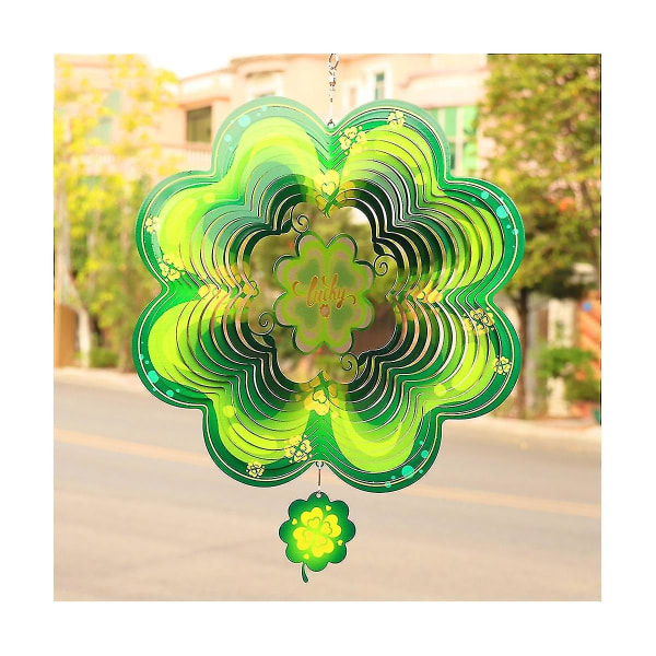 Lucky Four Leaf Wind Chimes 3d Roterende Wind Chimes Hage hengende dekorasjoner utendørs anheng