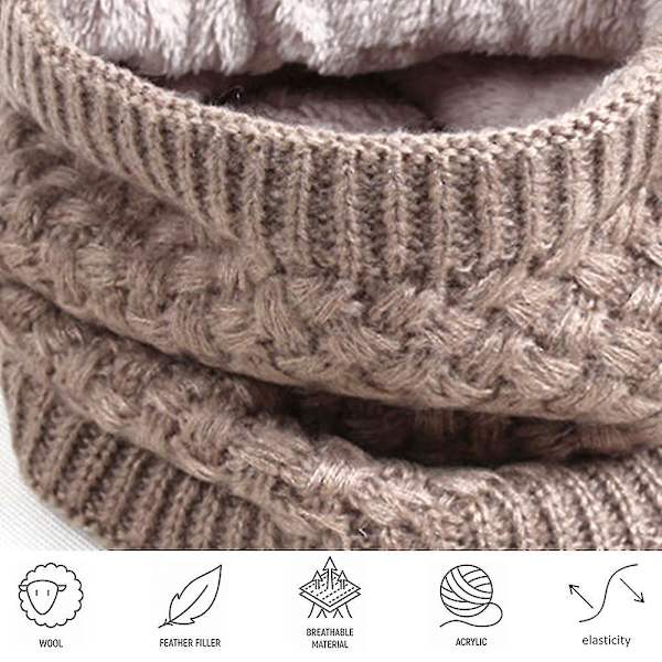 Utendørs allsidig plysj ullskjerf ensfarget pullover tykk varm skjerf, khaki