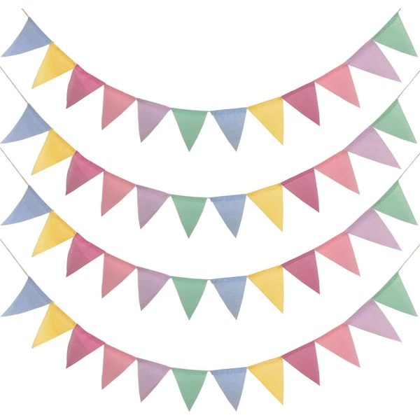 12 stycken imitation hampa triangel banner Bröllopsfest dekoration Färgglad dragflagga (4 stycken)