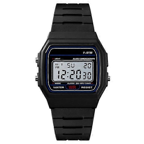 F-91W Analog Digital Motion LED Silikonerem Multifunktionelt Elektronisk Ur