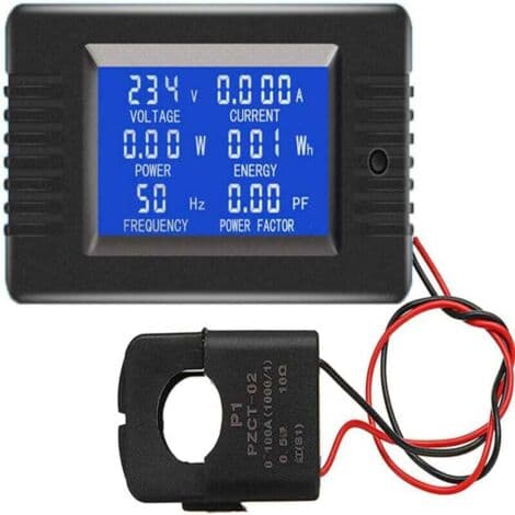 LCD Digital Multimeter 80-260V 100A Mäter spänning, ström, effekt, frekvens Överbelastningslarm Datalagring