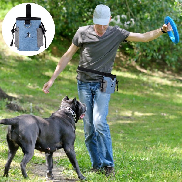 Hundträningsväska, godisväska, träningsväska för husdjur med justerbar koppelklämma (mörkgrön)