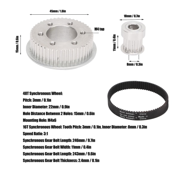 Elektrisk skateboard synkront gear og rem sæt - DIY aluminiumlegering tilbehør