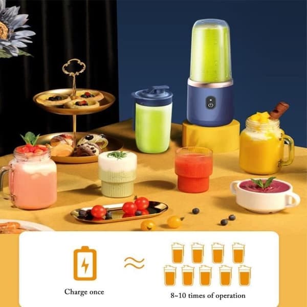 Bærbar Mini Blender - 400 ml - USB - 200W - Blå