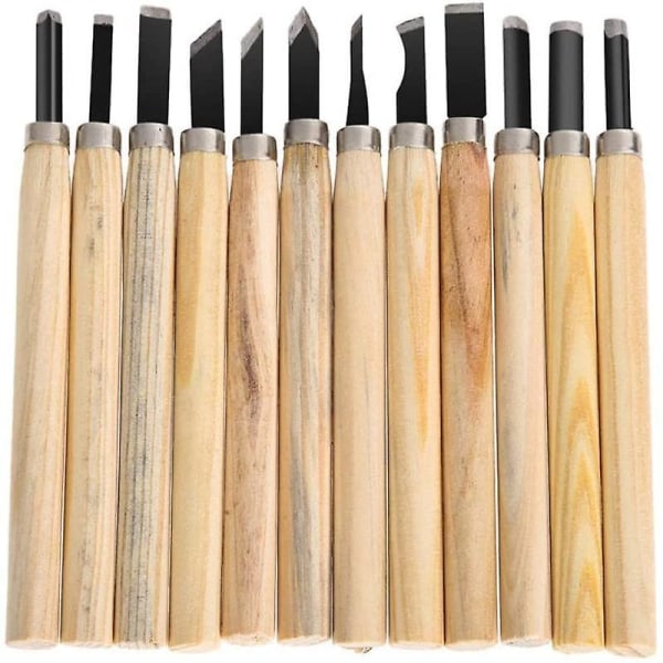 Set med 12 blyertstyp trähandtag snidarknivar träbearbetning handsnideri verktyg