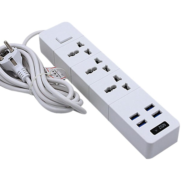 Överskådlig grenuttag med 4 USB- och 3 uttag, 3000 W, 16 A, 6,5 fot förlängningssladd för hemmet