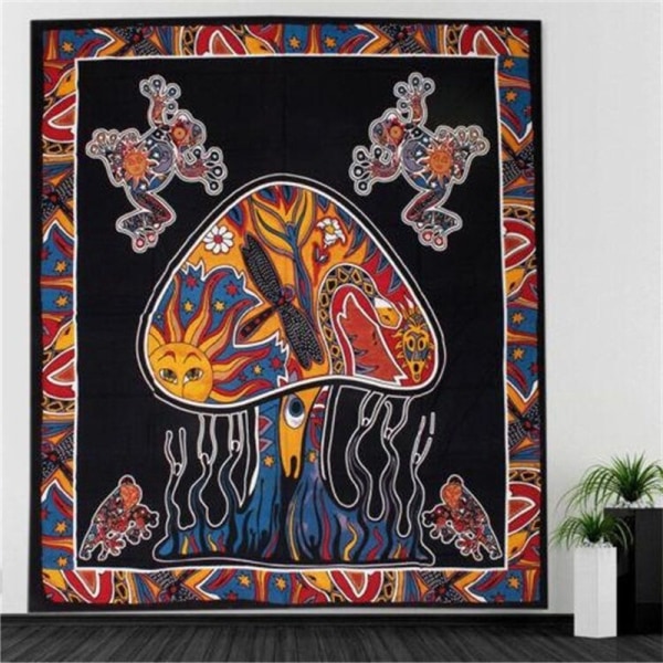 Bomuld Bohemian Psykedelisk Tapestry Soveværelse Indretning Mystery Mushrooms