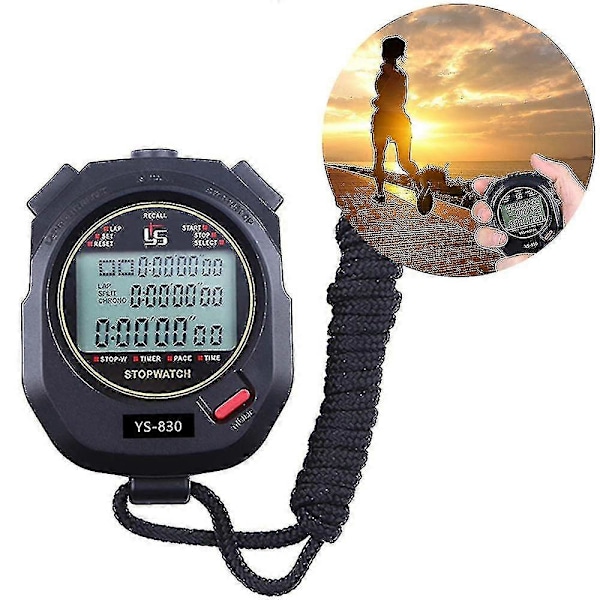 Stoppur Professionell Timer 3 Rader 10/30/100 Varv Split Minne Med Digital Extra Stor Skärm För Stoppur Sport Spel Timer Räkna Upp Ner Vatten Re