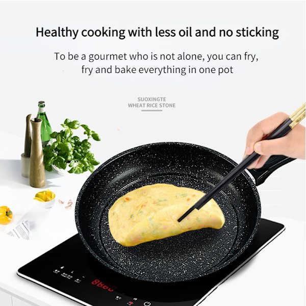 Non-stick dyb stegepande, 26cm/10.4in wokpande med låg, ikke-koldt håndtag, PFOA-fri